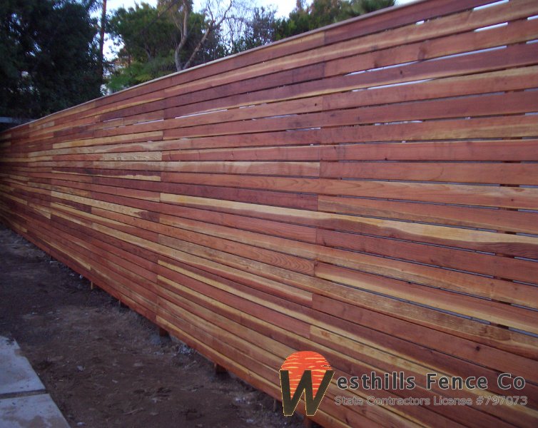 Horizontal 1x4 redwood  fence