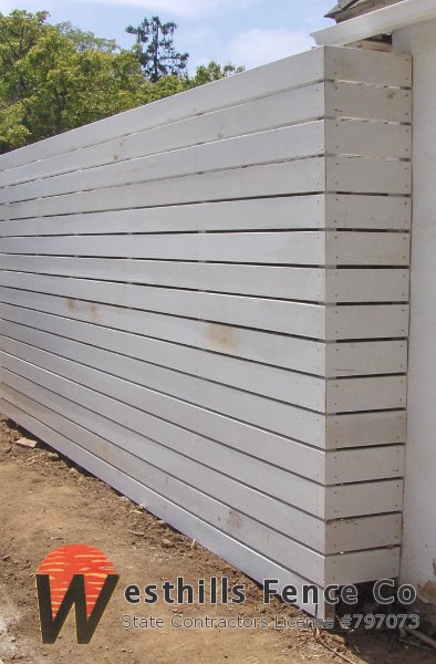 Horizontal 2x6 redwood fence