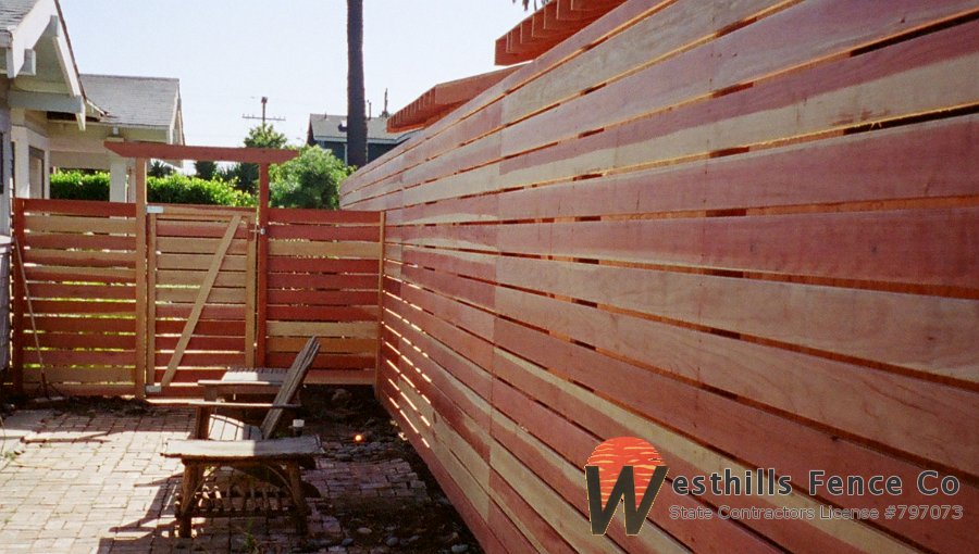 Horizontal S1S 1x6 redwood fence