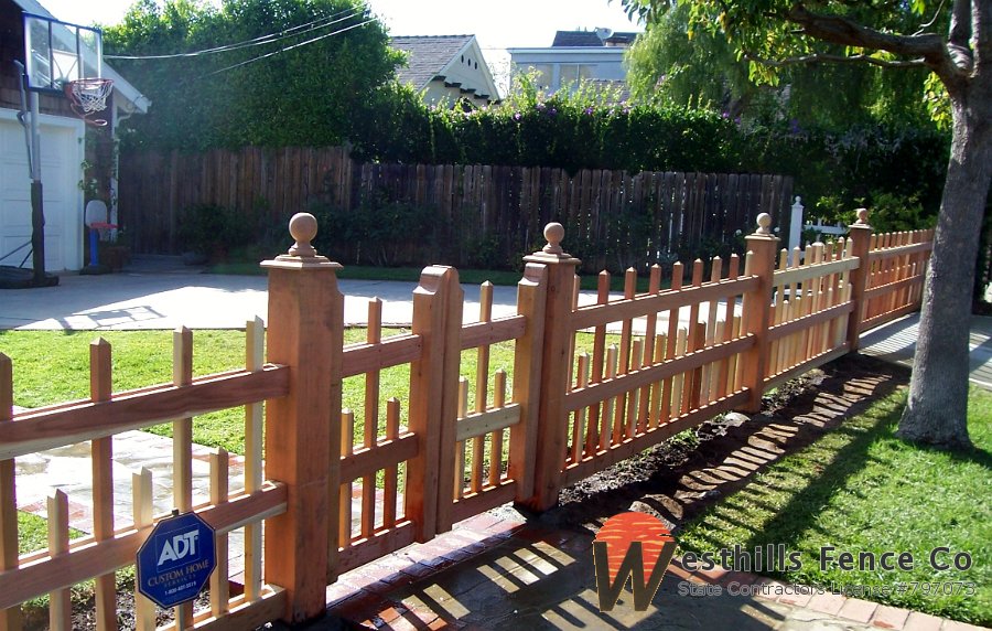 2x2 redwood picket fence